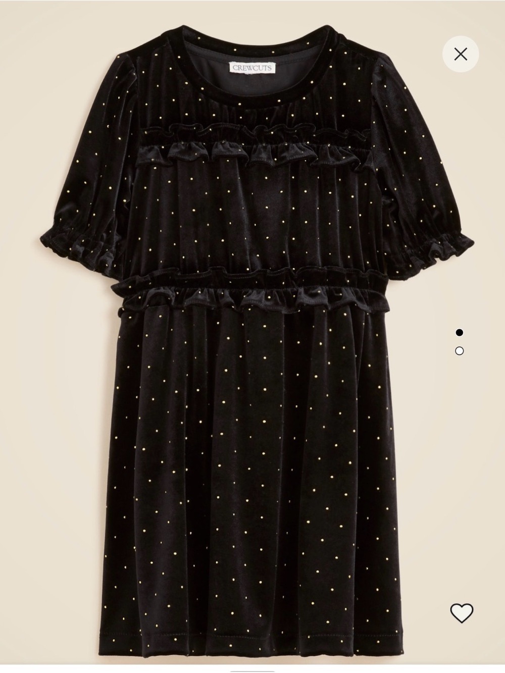 Crewcuts Black Velvet Dress with Gold Dot Accents